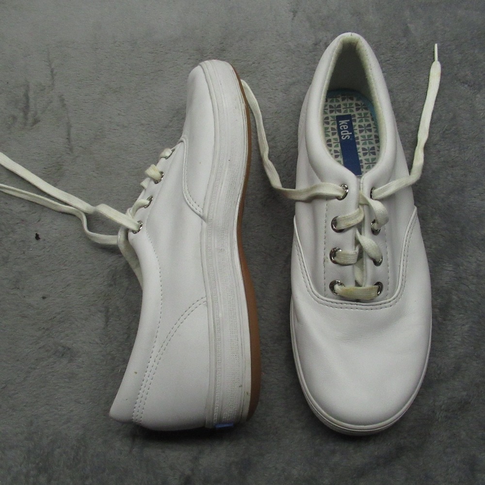 Keds Womens Sneakers 8.5 White Leather Shoes Lace‎ Up Casual Walking Comfort